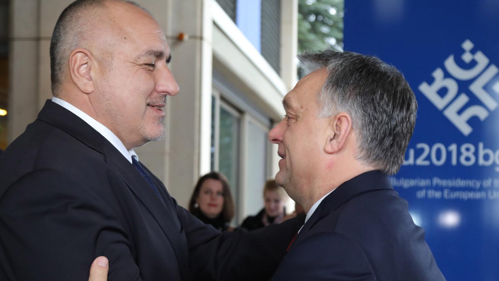 A bolgár miniszterelnök Boyko Boriszov és magyar partnere Orbán Viktor  2018. február 19-én, Szófiában - Fotó: Anadolu Ügynökség