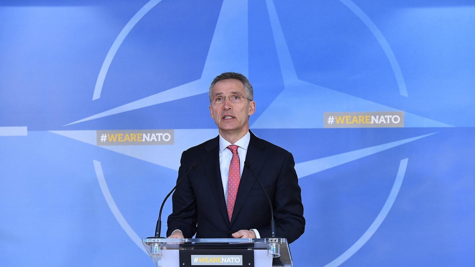 Jens Stoltenberg, a NATO főtitkára brüsszeli sajtótájékoztatóján. Fotó: Emmanuel DUNAND / AFP