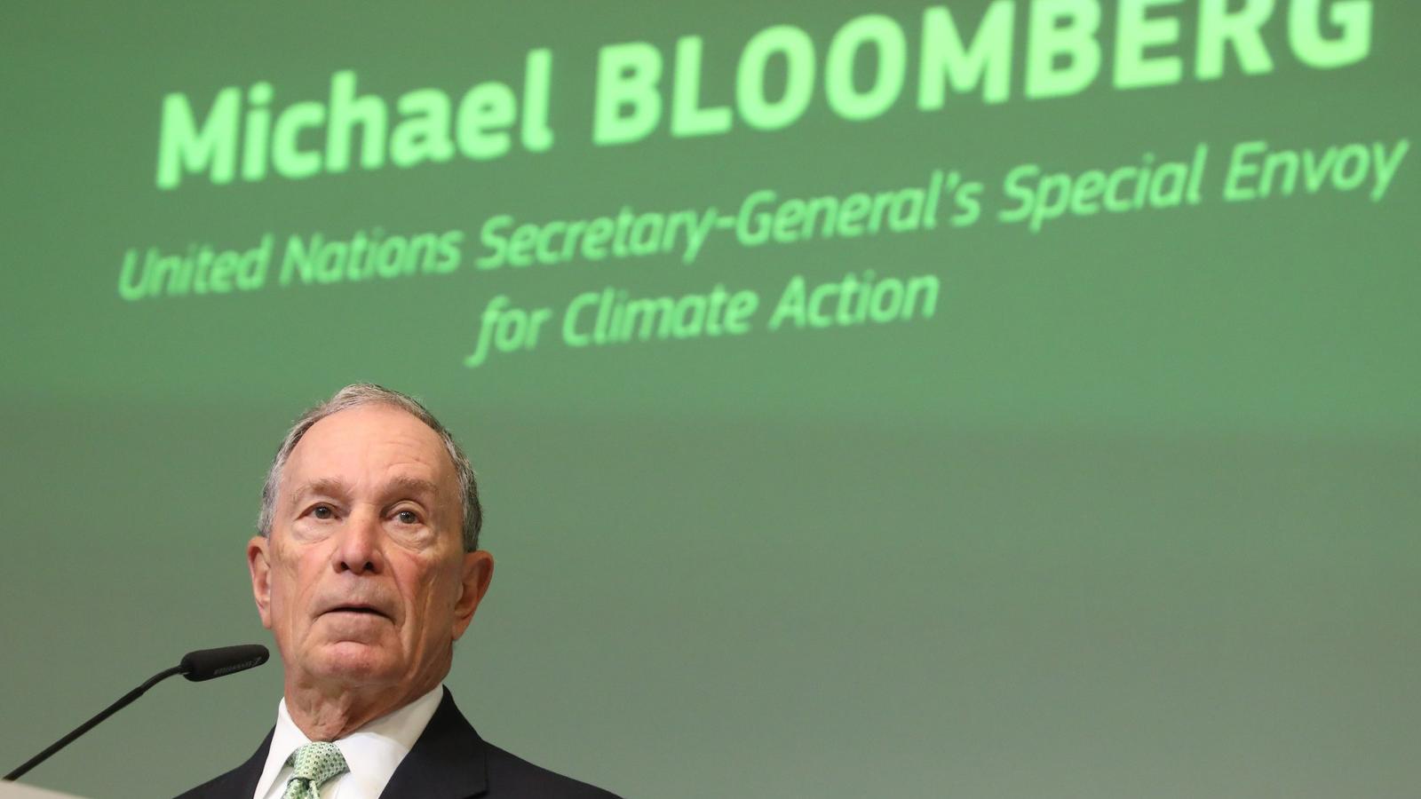 Michael Bloomberg, az Egyesült Nemzetek éghajlatváltozással foglalkozó főtitkárának elnöke beszédet mondott a zöld pénzügyminisz