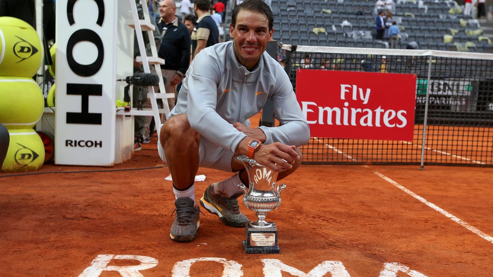 Rafael Nadal ünnepli a győzelmét Alexander Zverev ellen, Rómában. Fotó:CFP Fama / CrowdSpark/AFP