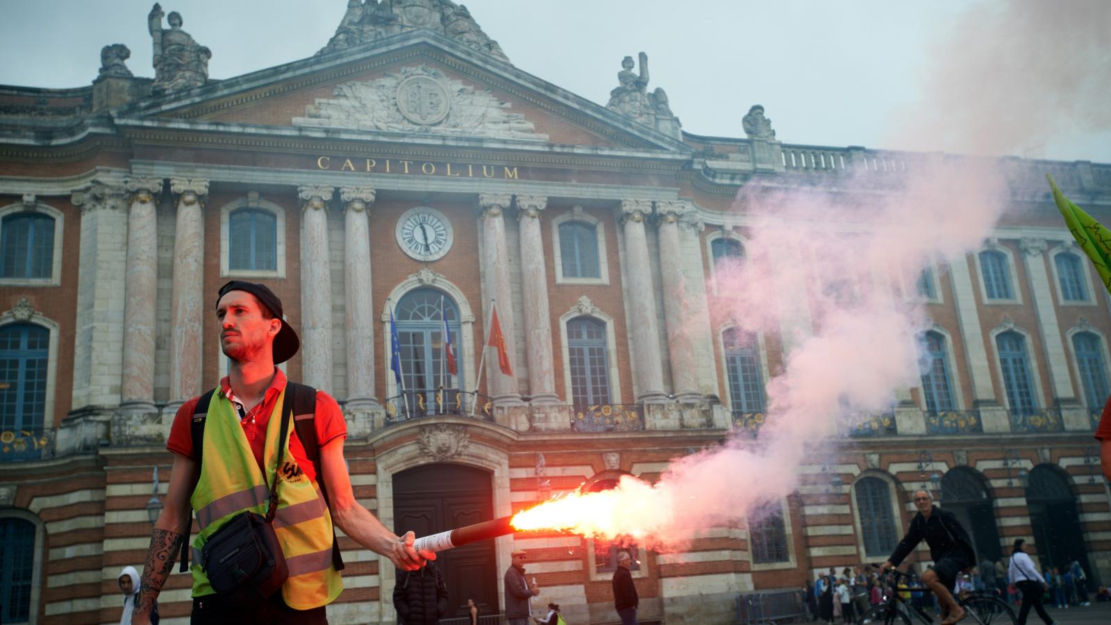 Francia vasutasok egy május végi megmozdulása. Fotó: Alain Pitton / NurPhoto