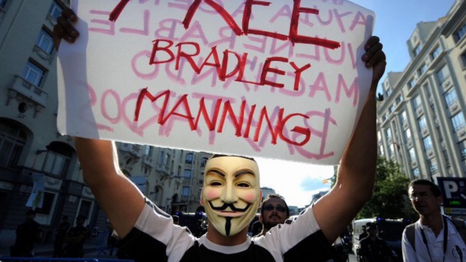 Tüntetés Bradley Manning szabadon engedéséért Madridban. Fotó: Denis Doyle/Getty Images