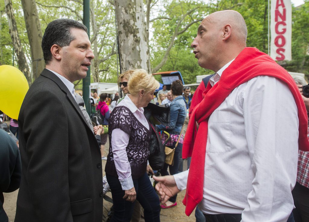 Tóbiás József, az MSZP elnök-frakcióvezetője (j) és Schiffer András, az LMP társelnöke, a párt frakcióvezetője. MTI Fotó: Illyés Tibor