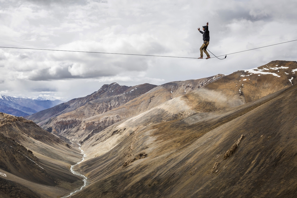 Highline-világrekord az indiai Ladakh tartományban